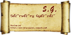 Sárváry Győző névjegykártya